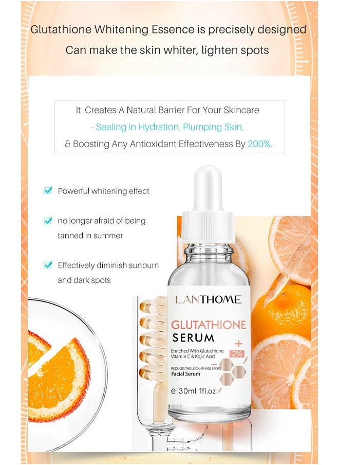 Lanthome - Glutathione White Serum, Vitaminc C & Kojic Acid Intensive Lightening Facial Serum Whitening The Skin Diminish Sunburn And Dark Spots 30ML - Image 1