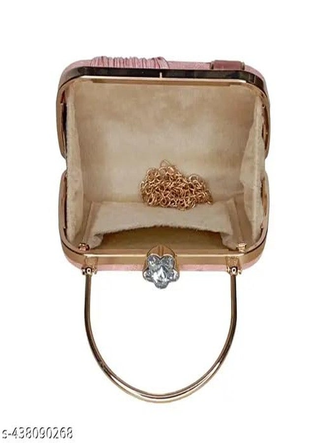 CLIX Women's Hand Crafted Bridal Clutch Handbag | Diamond Satin Clutch | Bridal clutch for women | Clutches Purse Diamond Frame Clutch Evening Handbag Bridal Clutch Bag Party Clutch Purse - Image 3