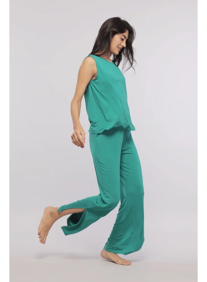 NeceSera Green Flared Lounge Set with Side Slits