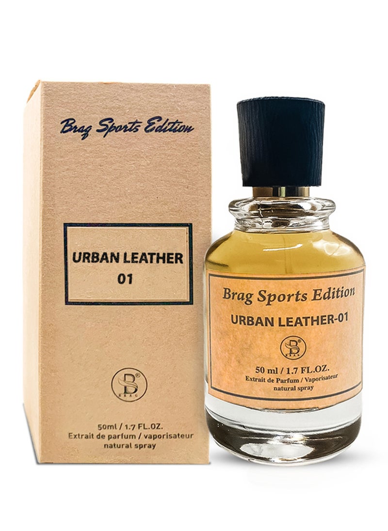 B BRAG B Brag Sports Edition Urban Leather 01 50 ml Unleash Best Long Lasting Arabic Perfumes for Men Extrait de Parfum Luxurious Men’s Fragrances Suitable for Every Occasion  - Image 1