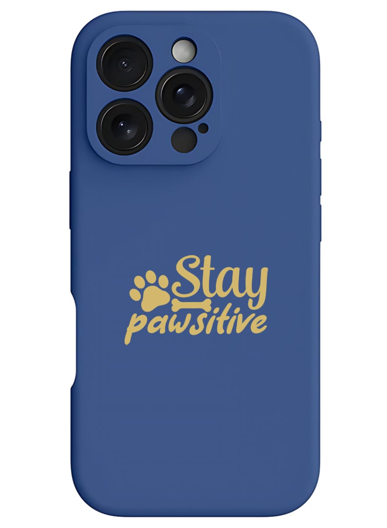 Theodor iPhone 16 Pro Max Blue Protective Slim Fit Case Liquid Silicone Cover with Full Body Protection Anti-Scratch Shockproof Case For iPhone - Stay pawsitive - Image 1