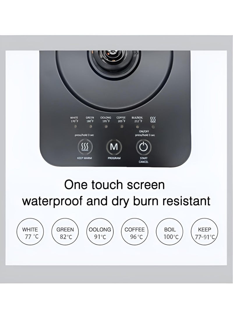 Brutelle Gooseneck Kettle Hand-pour Coffee Kettle 800Ml 1200W Power with 5 Preset Temperatures Touch Screen Buttons Stainless Steel Material for Home Office and Dormitory - Image 5
