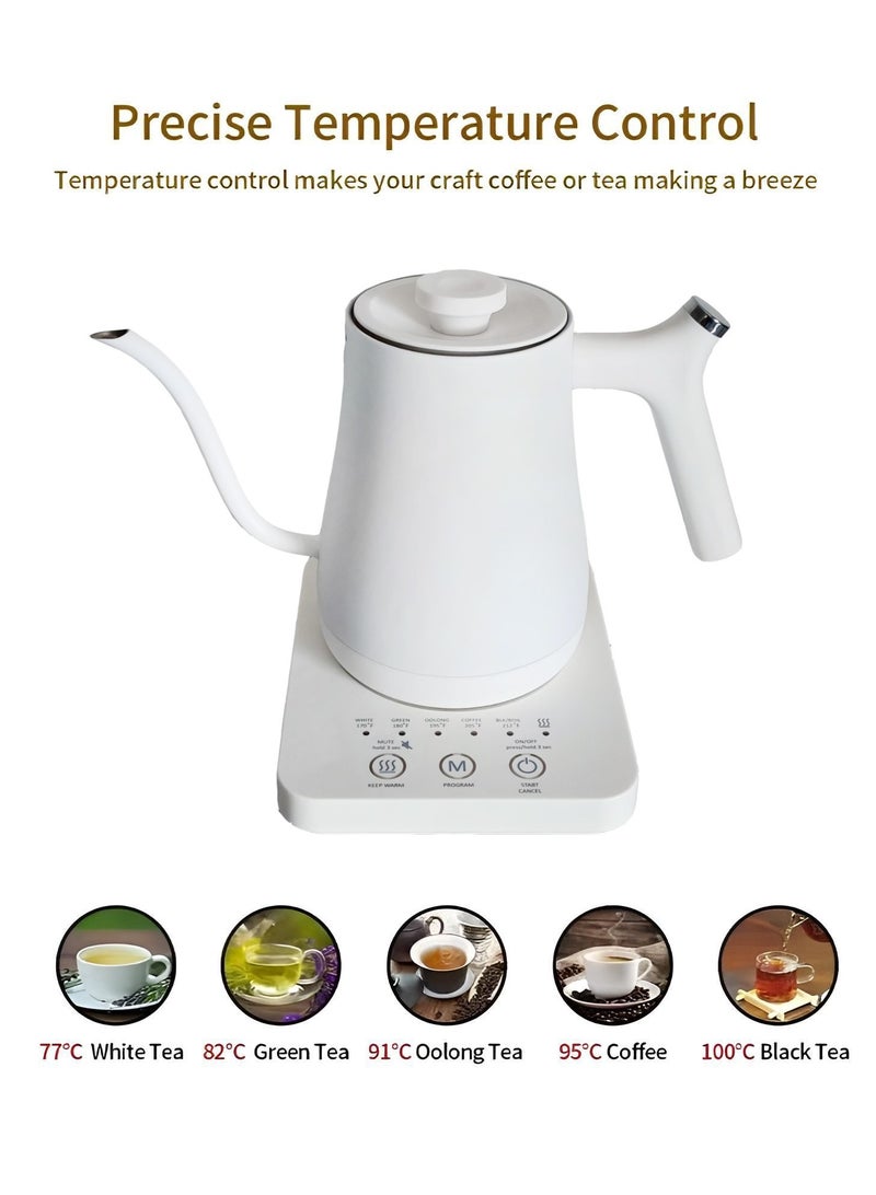 Brutelle Gooseneck Kettle Hand-pour Coffee Kettle 800Ml 1200W Power with 5 Preset Temperatures Touch Screen Buttons Stainless Steel Material for Home Office and Dormitory - Image 2