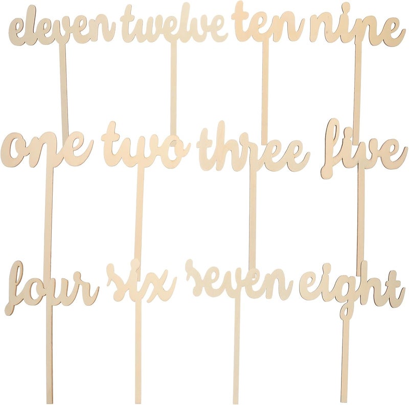 Tinksky Tinksky 12pcs OneTwelve Wooden Table Numbers on Sticks for Wedding Party Decoration - Image 1