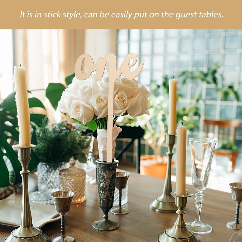 Tinksky Tinksky 12pcs OneTwelve Wooden Table Numbers on Sticks for Wedding Party Decoration - Image 5