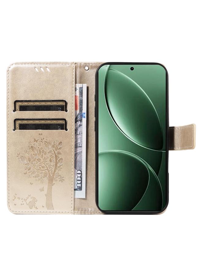 S-TOP Case For Redmi K80 / K80 Pro Tree & Cat Embossed Pattern Flip Leather Phone Case - Image 4