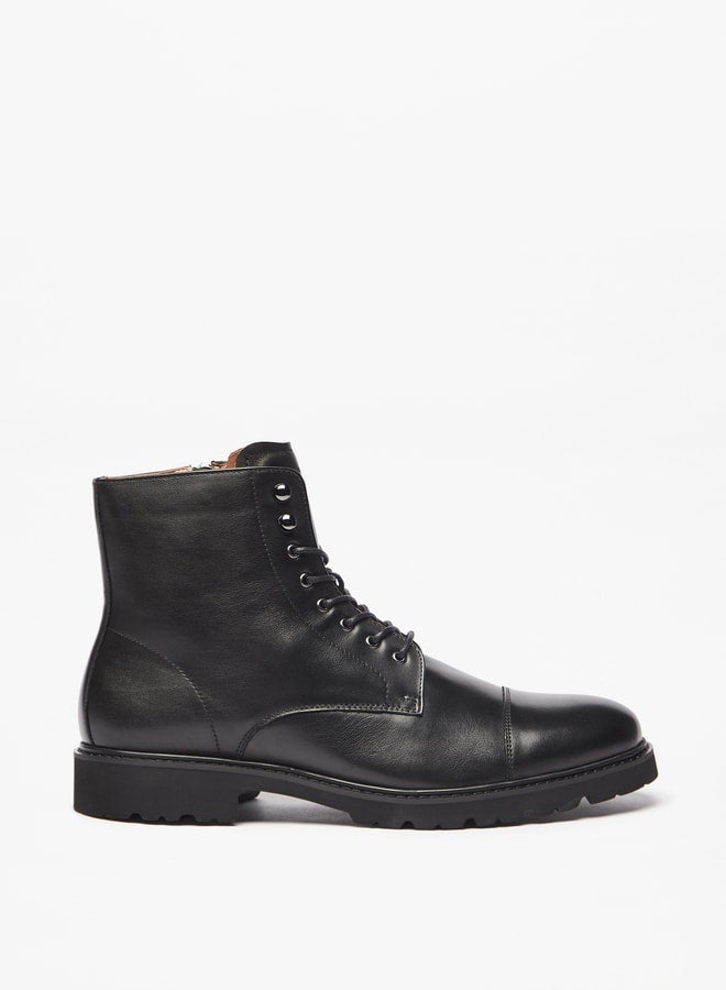 DUCHINI Men's Solid Ankle Boots with Zip Closure - Image 3