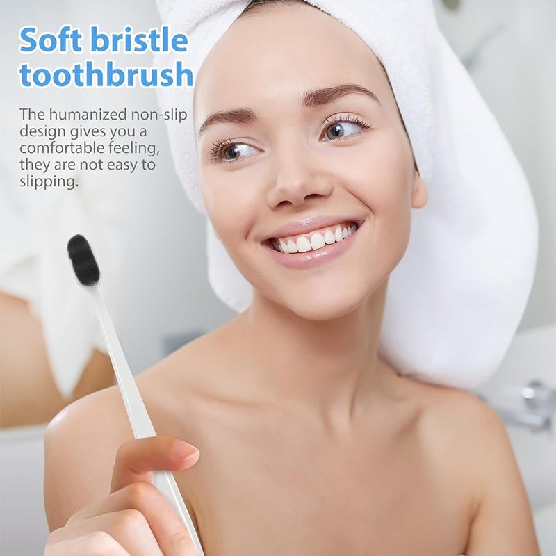 TIDTALEO فرشاة أسنان ذات شعيرات ناعمة جدًا 4 قطع للبالغين اللثة الحساسة مقبض بلاستيكي للعناية بالفم أثناء السفر - Image 5
