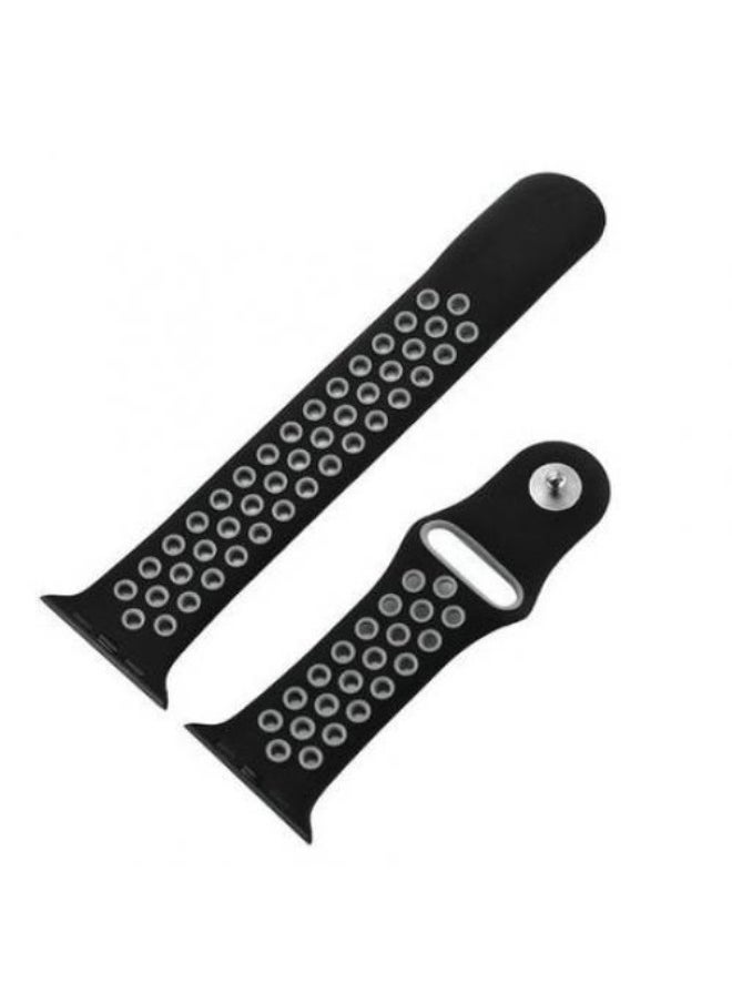 Generic - Ultimate Utility Sport Breathable Silicone Watch Band Strap Wristband For Apple Watch 49mm Series 8 Ultra - Black/Gray - Image 1