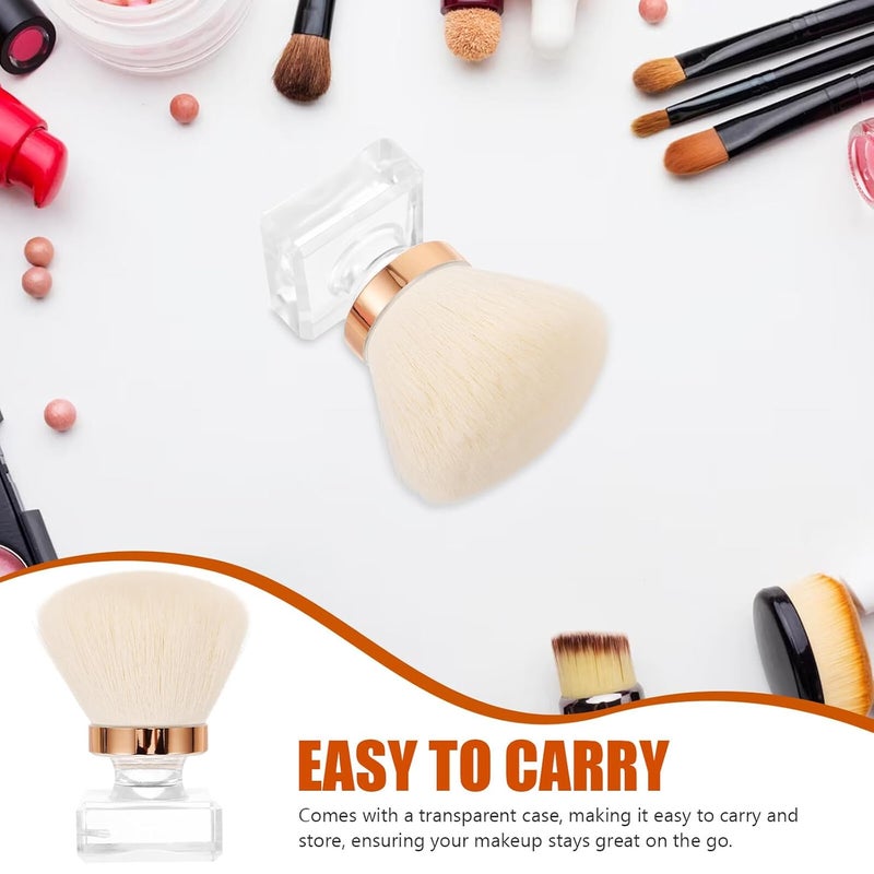 Mushroom Head Powder Brush and Finishing Powder Brush Set White Synthetic Fiber Small Size with Pp Case for Travel and Daily - Image 3