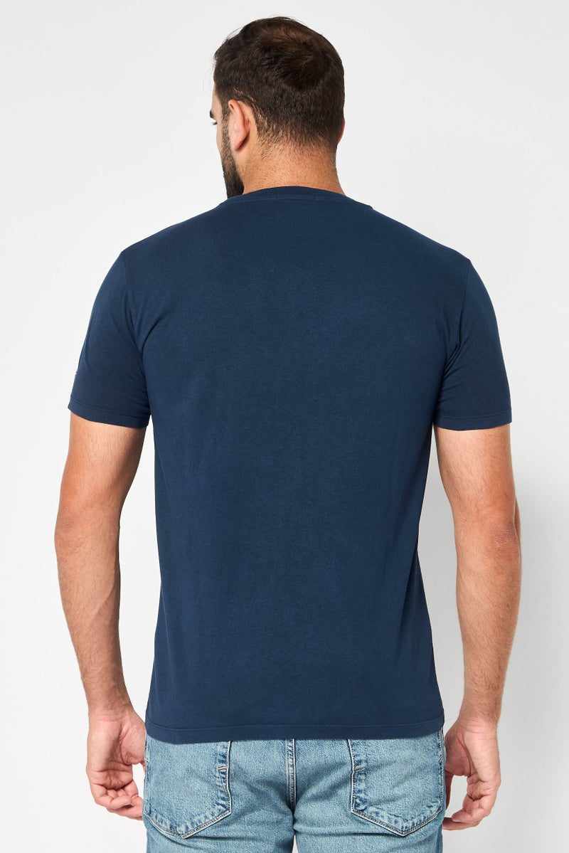 Replay Men Crew Neck Short Sleeve Graphic Print T-Shirt, Navy - Image 4