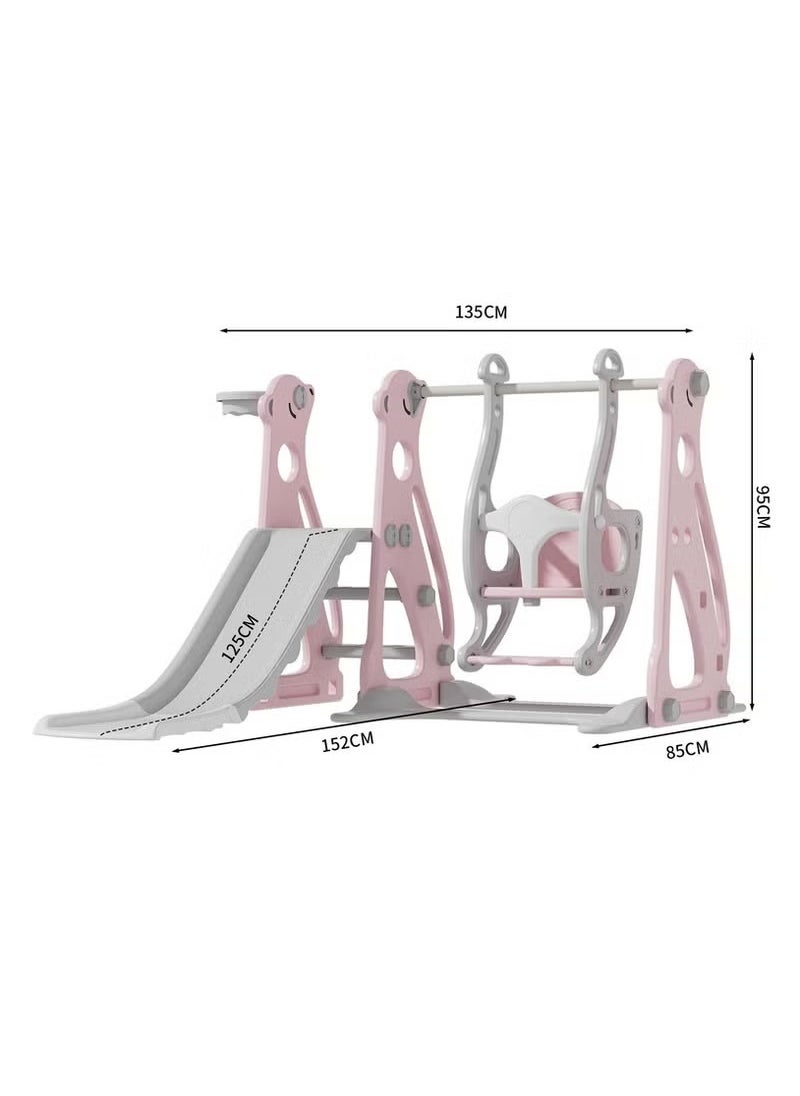 FULL JOY Polar Bear Slide with a Swing +Basketball 3*1 ,Pink  - Image 2