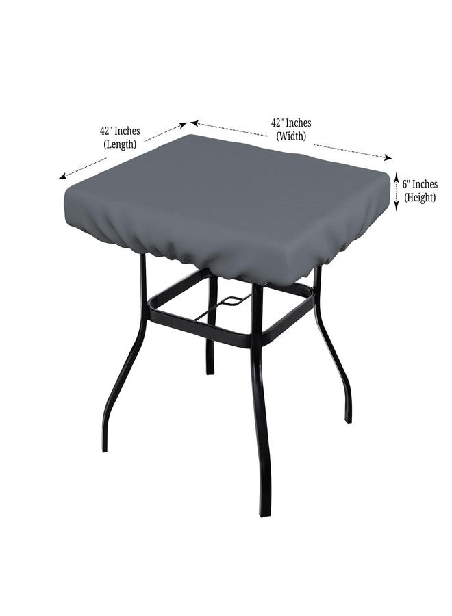 Covers & all Square Table Top Cover, 12 Oz Waterproof UV & Weather Resistant, for Patio Outdoor Garden Lawn Furniture Coffee Side Table (6" H x 42" W x 42" D Inches, Grey) - Image 2