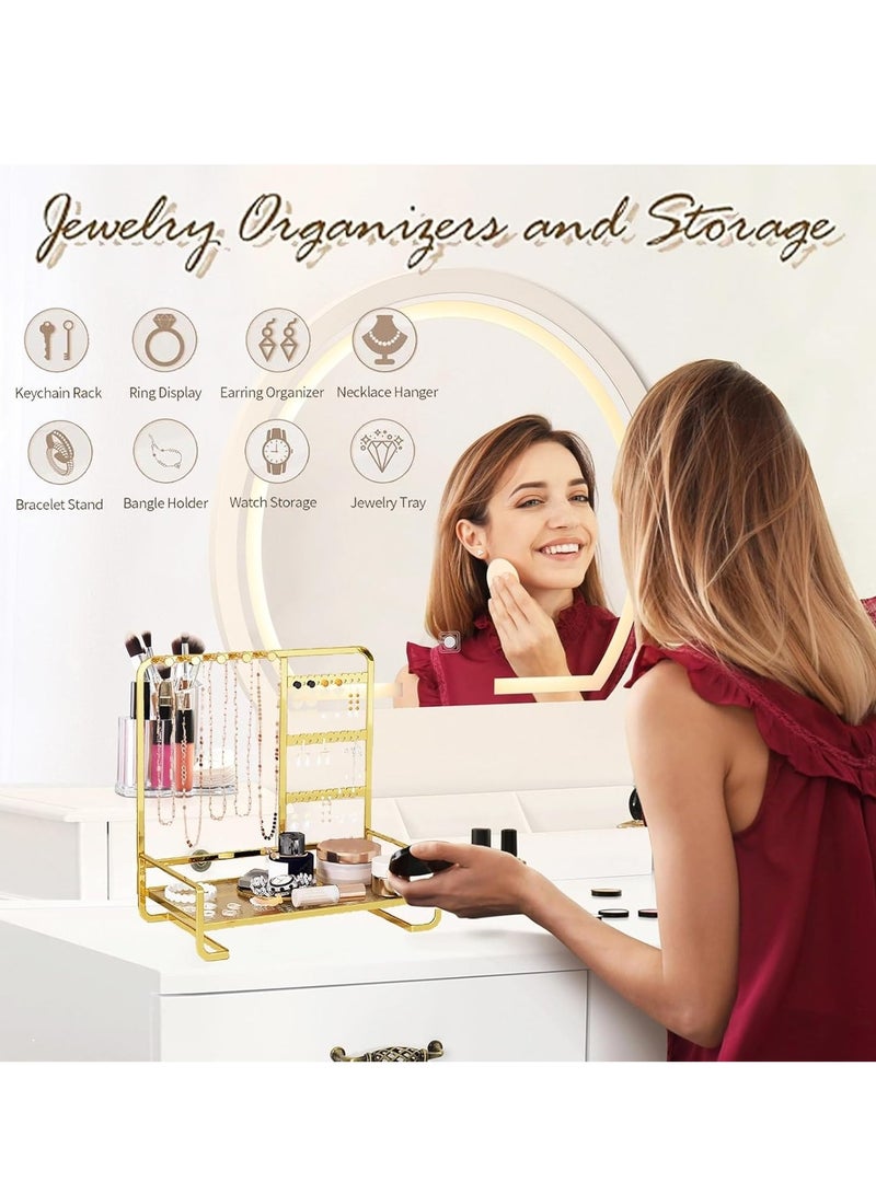 Talala Gold Jewellery Organizer Stand – 4 Tier Display Rack with Metal Frame, Separate Sections for Earrings, Necklaces, Bracelets & Rings - Image 3