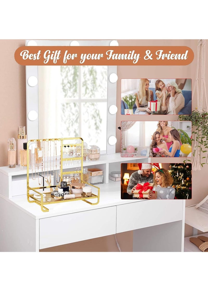 Talala Gold Jewellery Organizer Stand – 4 Tier Display Rack with Metal Frame, Separate Sections for Earrings, Necklaces, Bracelets & Rings - Image 5