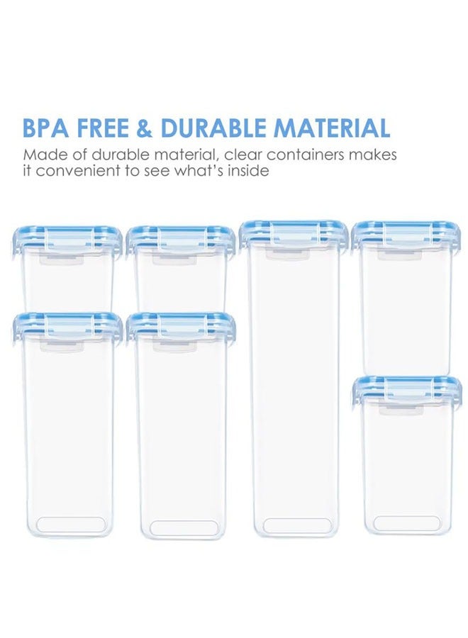 حاويات تخزين الأغذية المغلقة الهواء مع الأغطية ، 7 PCS BPA علب مطبخ مجاني للسباغيتي ، المعكرونة ، الأغذية الجافة ، الدقيق والسكر ، علب بلاستيكية لتنظيم المخزن وتخزينه - Image 5