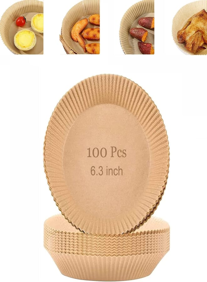 Fresh Pack of 100 baking paper airfryer baking paper for hot air fryer non-stick disposable air fryer parchment paper for frying pan, oven, microwave, fryer and hot air fryer 
