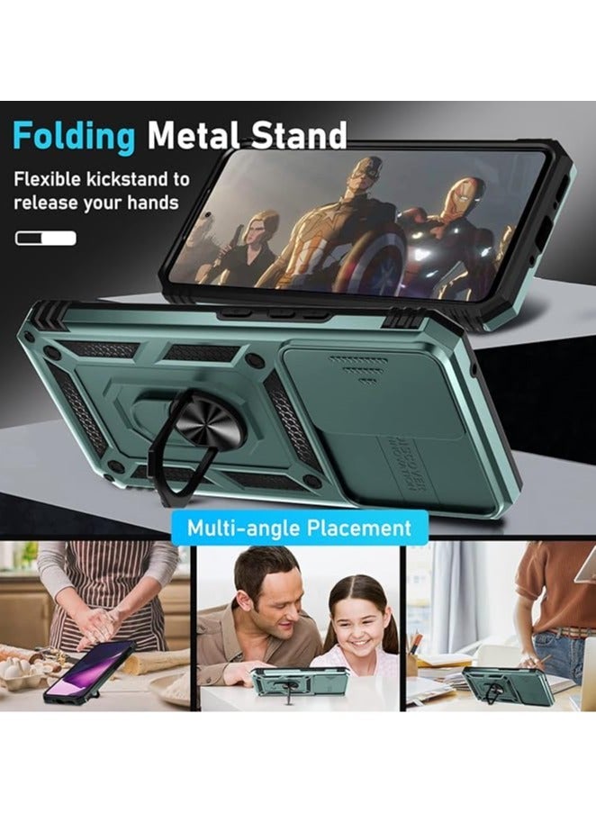 TEAM LUXURY Samsung Galaxy S24 Case, Slide Camera Cover, Built in Rotate Ring Kickstand, Heavy Duty Shockproof Protective Case  - Image 3
