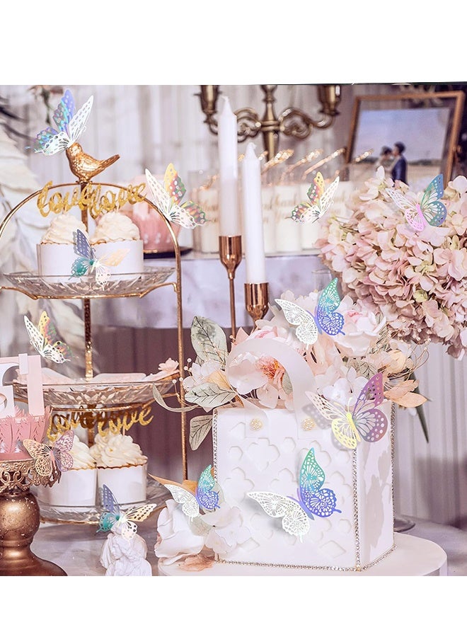 KANGLI 36Pcs Butterfly Stickers Hollow-Out 3D Wall Decal Set Laser Removable Wall Sticker Room Mural Decor for Kids Bedroom Nursery Classroom Party Cake Wedding DIY Gift - Image 2