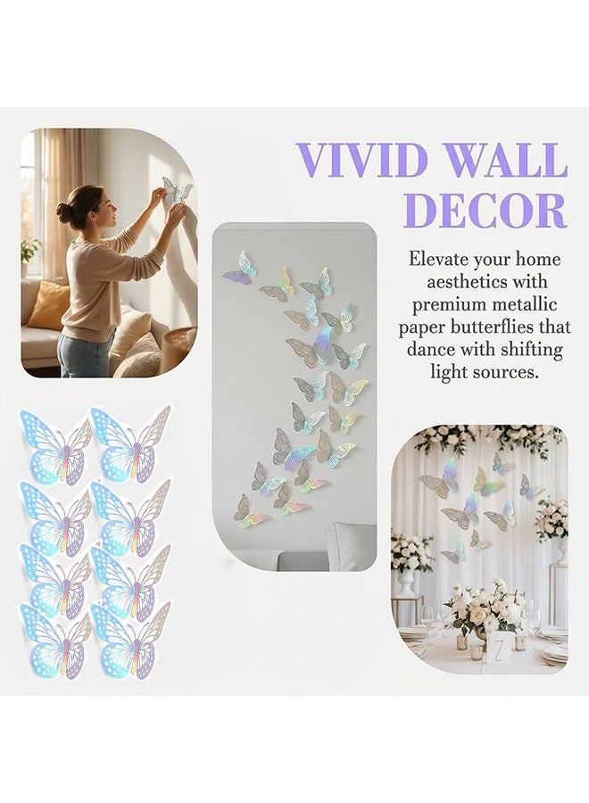 KANGLI 36Pcs Butterfly Stickers Hollow-Out 3D Wall Decal Set Laser Removable Wall Sticker Room Mural Decor for Kids Bedroom Nursery Classroom Party Cake Wedding DIY Gift - Image 4