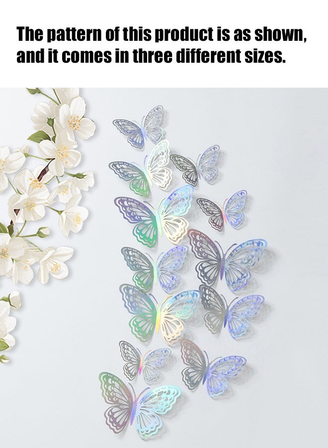 KANGLI 36Pcs Butterfly Stickers Hollow-Out 3D Wall Decal Set Laser Removable Wall Sticker Room Mural Decor for Kids Bedroom Nursery Classroom Party Cake Wedding DIY Gift - Image 5