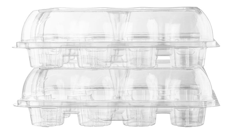 Supellectilem Plastic Cupcake Containers Boxes | 12 Compartment â€“ 8 Pack | Disposable High Dome Dozen Cupcake Holder With Lid Bulk | Extra Sturdy Stackable Cupcake Boxes | Durable Muffin Packaging Transporter To Go - Image 2