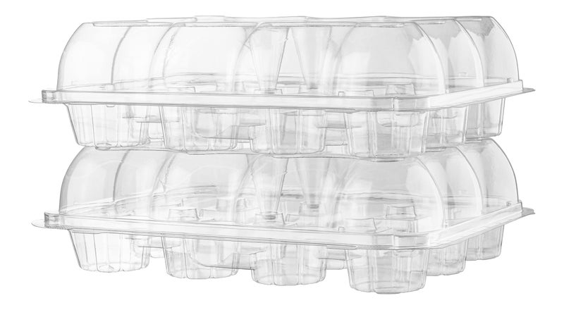 Supellectilem Plastic Cupcake Containers Boxes | 12 Compartment â€“ 8 Pack | Disposable High Dome Dozen Cupcake Holder With Lid Bulk | Extra Sturdy Stackable Cupcake Boxes | Durable Muffin Packaging Transporter To Go - Image 3