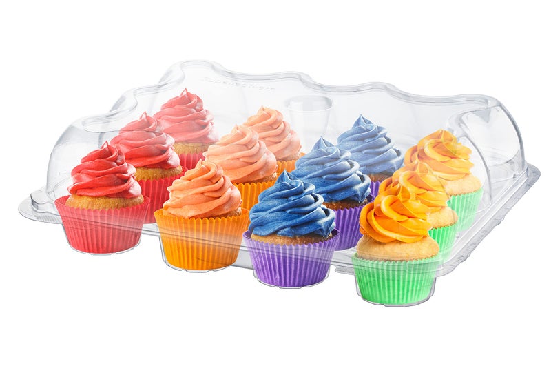 Supellectilem Plastic Cupcake Containers Boxes | 12 Compartment â€“ 8 Pack | Disposable High Dome Dozen Cupcake Holder With Lid Bulk | Extra Sturdy Stackable Cupcake Boxes | Durable Muffin Packaging Transporter To Go - Image 4