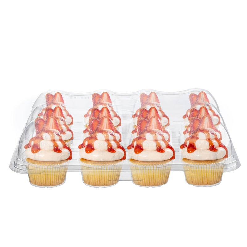 Supellectilem Plastic Cupcake Containers Boxes | 12 Compartment â€“ 8 Pack | Disposable High Dome Dozen Cupcake Holder With Lid Bulk | Extra Sturdy Stackable Cupcake Boxes | Durable Muffin Packaging Transporter To Go - Image 5
