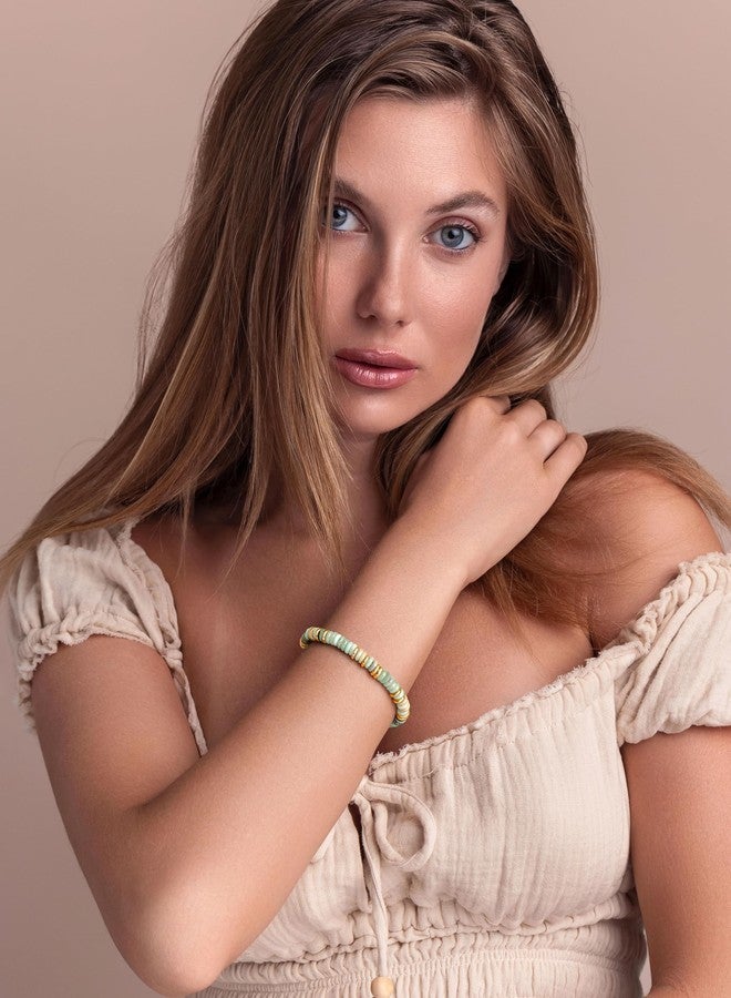 SNGIA Colorful Gold Bracelets for Women, Stack Bangle Beaded Stone Jewelry Accessories Set for Woman, Trendy Fashion Jewelry Gifts, Stone, Yellow Gold, no gemstone - Image 2