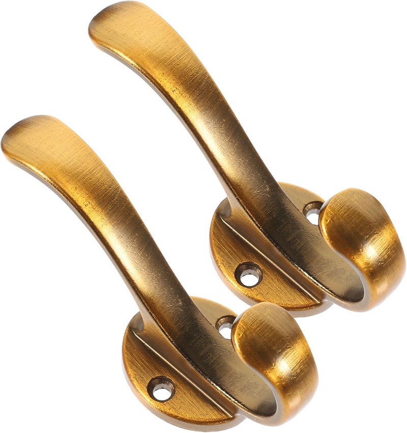 Healifty 2pcs Coat Hooks for Fitting Room Wall-Mounted Clothes and Hat Hangers, Coffee Color Sturdy Cabinet Hanging Hooks for Home Organization - Image 1