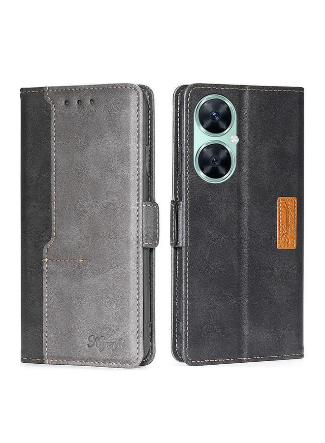 اس-توب جراب لهاتف Huawei Enjoy 60 Pro / nova 11i جراب هاتف جلدي بلون متباين مع مشبك جانبي - Image 1