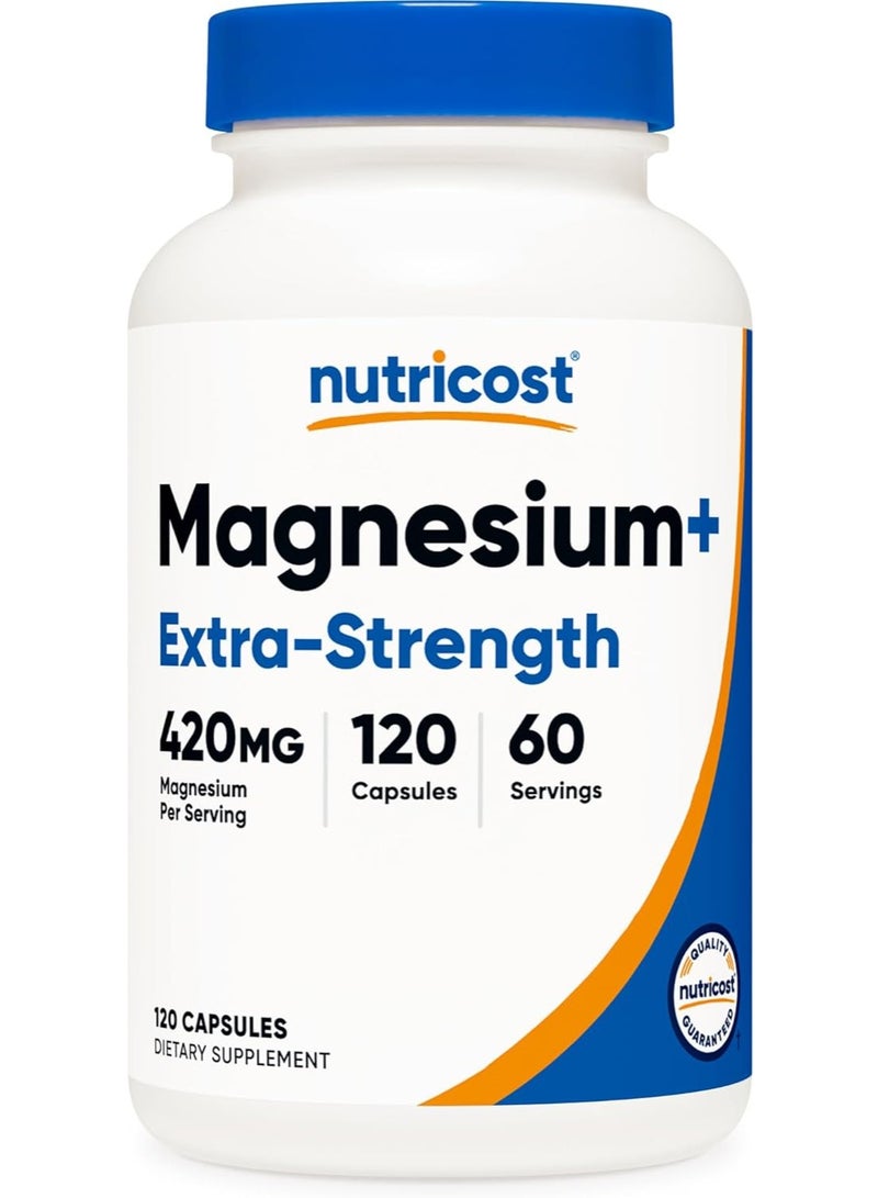مغنيسيوم+ قوة إضافية ٤٢٠ ملغ، ١٢٠ كبسولة ٦٠ حصة - Image 1