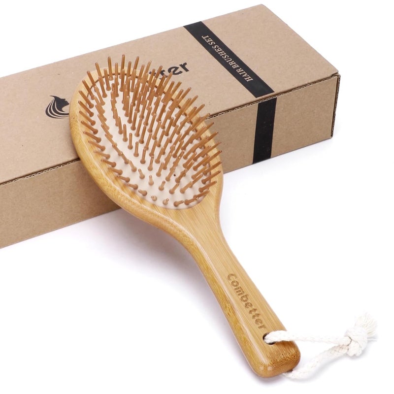 Bamboo Hair Brush Natural Brush to SoftenImproves Hair Texture  Soothing Massage to Improve Dandruff EcoFriendly Comb for All Hair Types