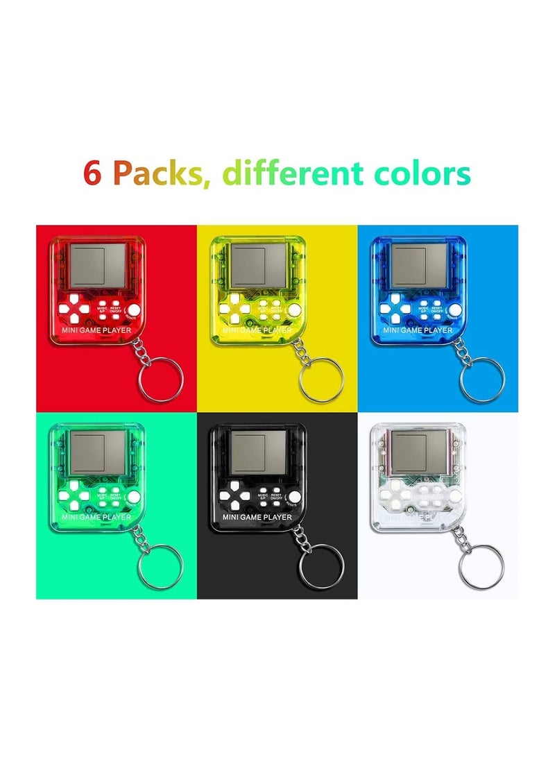 Excefore Mini Brick Game Toy Keychain Classical Portable Game Console With Hanging Chain Birthday Party Favor, 6 Pieces ( Black, Red, Blue, Green, Yellow, Transparent ) - Image 3