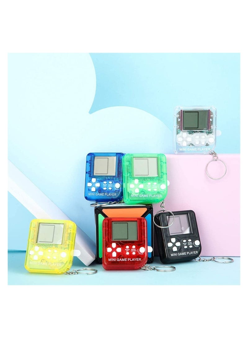 Excefore Mini Brick Game Toy Keychain Classical Portable Game Console With Hanging Chain Birthday Party Favor, 6 Pieces ( Black, Red, Blue, Green, Yellow, Transparent ) - Image 5
