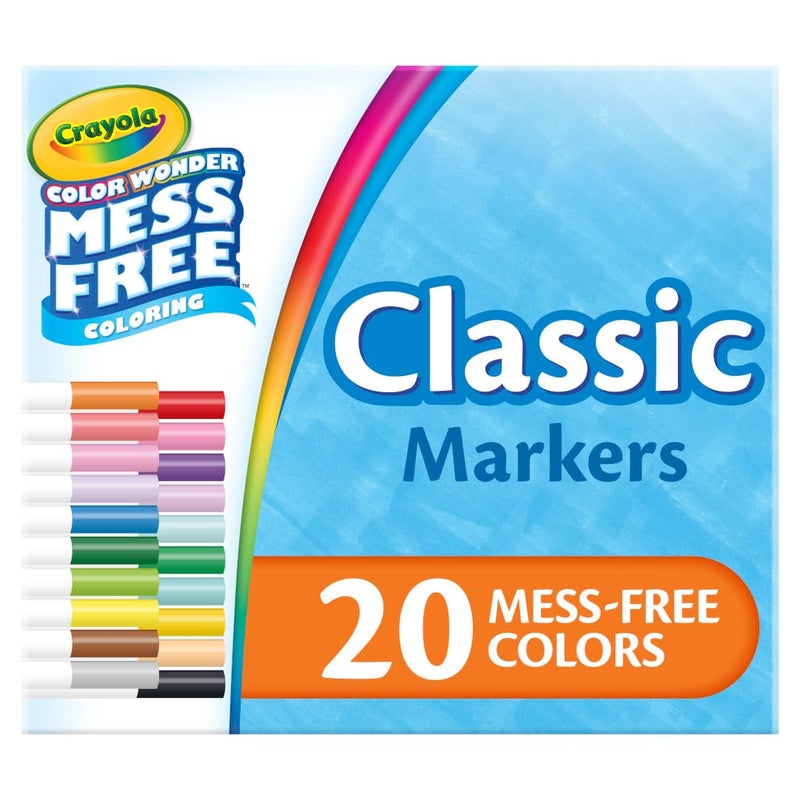 Crayola Color Wonder Marker Refill Set (20ct), Mess Free Broad Line Markers for Toddlers, Mess Free Coloring for Kids, Toddler Gifts - Image 1