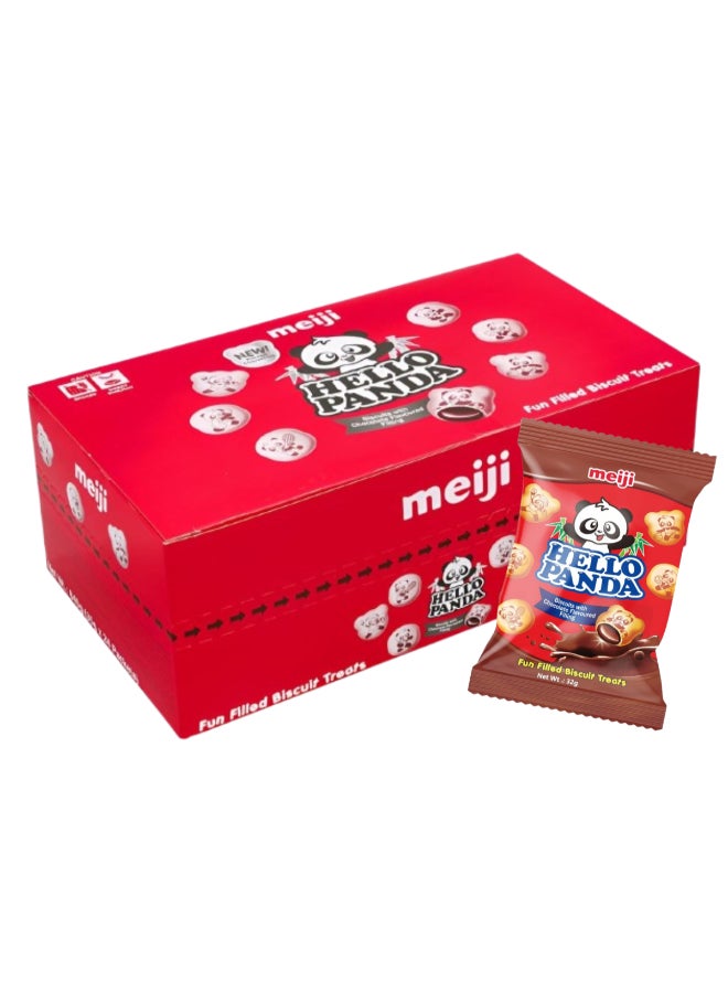 Meiji Hello Panda Chocolate Filled Biscuits Fun Crunchy Snack with Creamy Chocolate Filling 32g Pack of 24 - Image 1