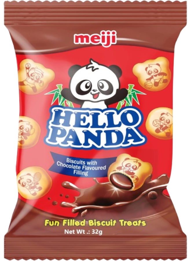 Meiji Hello Panda Chocolate Filled Biscuits Fun Crunchy Snack with Creamy Chocolate Filling 32g Pack of 24 - Image 2