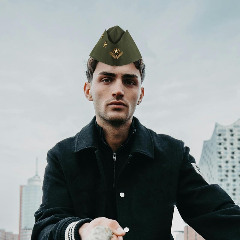 BESTOYARD Nautical Sailor Hat, Wheat Stewardess Beret Hat for Halloween Costume, Airline Accessory Adult Cosplay Costume, Army Green - Image 3