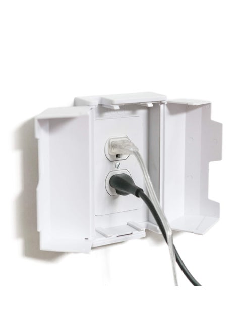 Outlet Cover Box for Child Safety 2 Pack Duplex  Decorator Electrical Outlet Plates Concealed Access Buttons and Spacious Compartment  Jool Baby