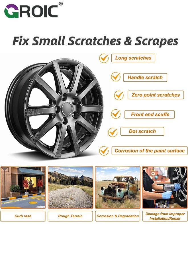 GROIC Wheel Touch Up Paint, 12ml Car Rim Scratch Repair Pen, Minor Scratches and Chips on Vehicle Wheels, Quick and Easy Rim Scratch Repair Tool, Quickly Repairing Scratched, Rusted, or Corroded Wheel Area - Image 2