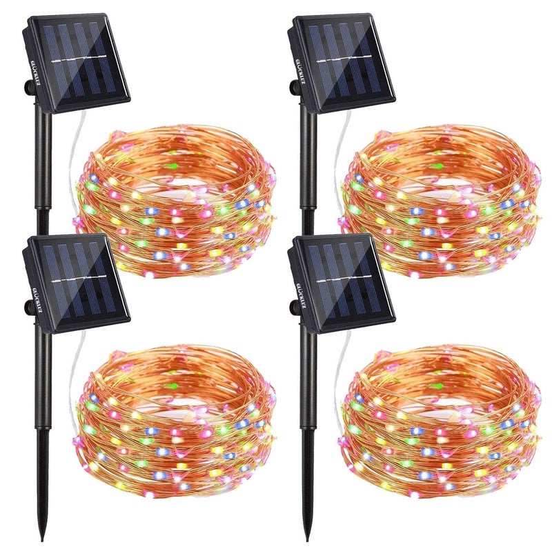 Copper Wire Waterproof 50 LEDs Solar String Fairy Light (Multicolor)- Pack of 4