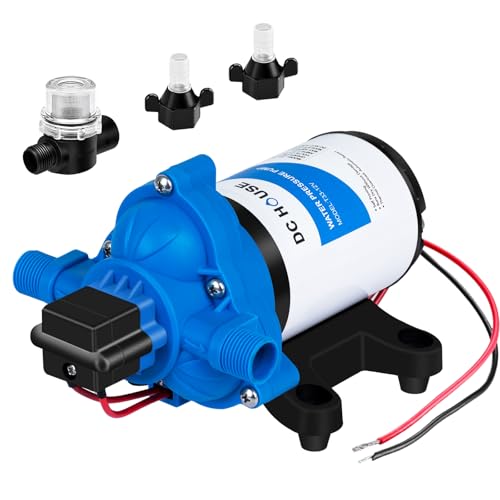 DC HOUSE 12V RV Fresh Water Diaphragm Pump 12 Volt 3.5GPM 45PSI On Demand Self Priming Water Pressure Pump with Pressure Switch Quiet for Camper Marine Boat Travel Trailer Sprayer - Image 1