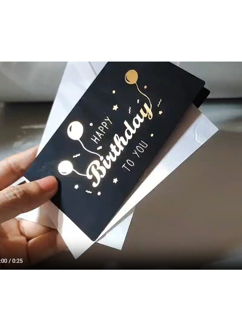 BenQuand Premium Birthday Card with Gold Embossing Black and Gold Foil Elegant Happy Birthday to You Envelope and Seal Anniversary Card Gift for Boyfriend Mum Daddy Everyday Use - Image 3