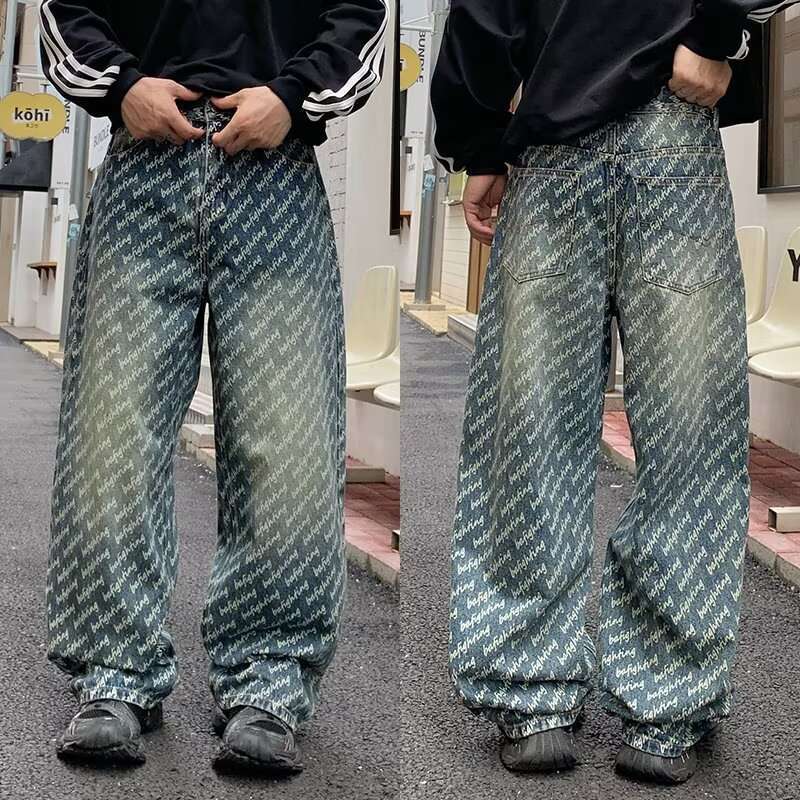 Unisex Classic Denim Jeans Loose Fit Daily Outdoor Wear - Image 1