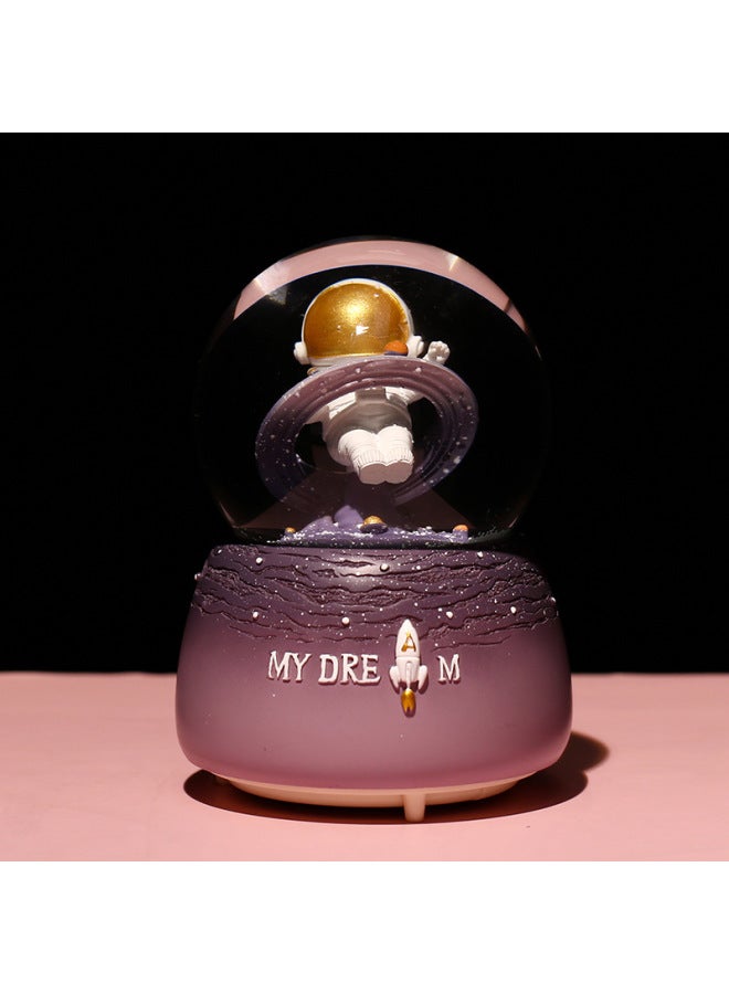 Spaceman Astronaut Crystal Ball Music Box Music Box Birthday Gift Girl Resin Home Decoration-Color:Blue-Size:Medium (Lights + Music + Manual Snow) - Image 2