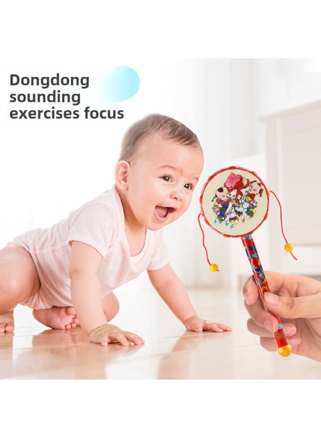 Rattle Baby Can Bite Toys Send Black And White Ball Newborn Baby Old-fashioned Chinese Style 0 To 3-6 Months Rattle-Color:Follow The Red Ball  (6-12 Months) To Send Sand Hammer + Sand Egg - Image 2