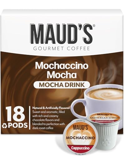 MAUD'S Mauds Chocolate Mocha Cappuccino Coffee Pods 18ct  Mochaccino Mocha Flavor  Made with Gourmet Arabica Coffee Pods Compatible with Keurig K Cups Maker - Image 1