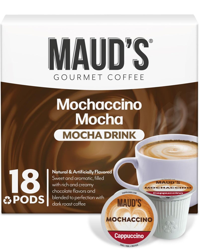 MAUD'S Mauds Chocolate Mocha Cappuccino Coffee Pods 18ct  Mochaccino Mocha Flavor  Made with Gourmet Arabica Coffee Pods Compatible with Keurig K Cups Maker - Image 3